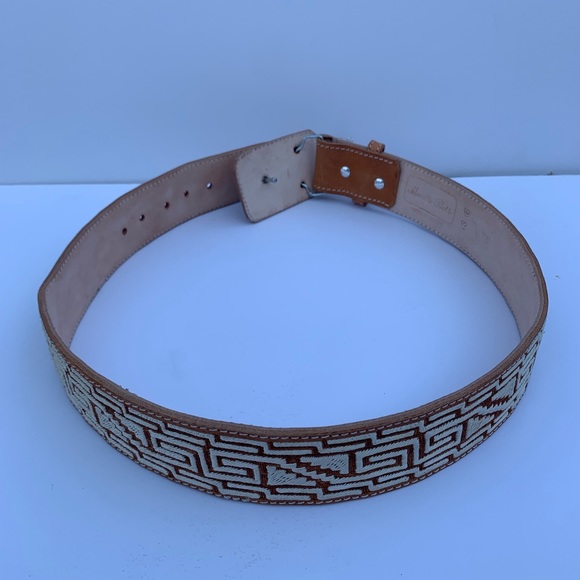 Charro Belt Cinto Piteado Fino 2” Azteca Design - Picture 5 of 6